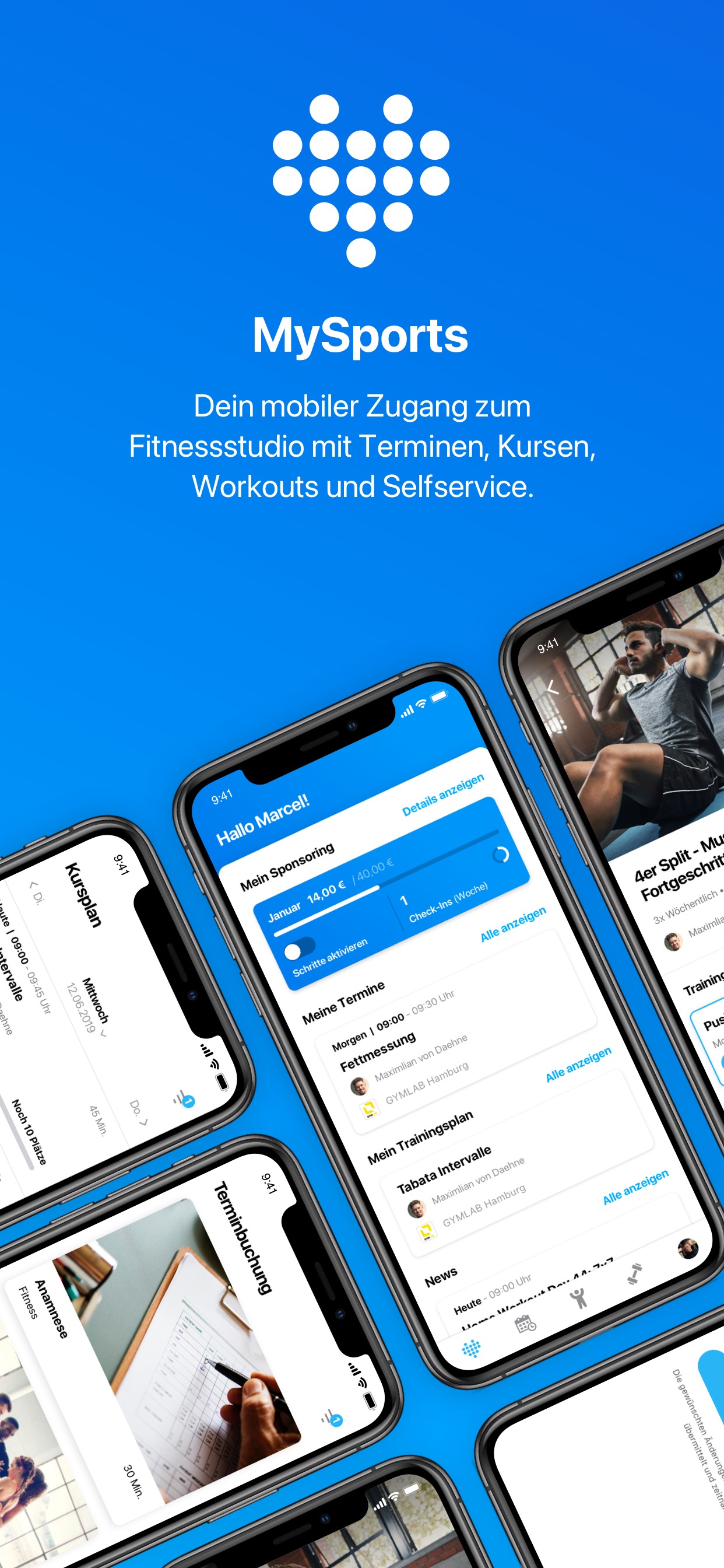 MySports - Dein mobiler Zugang zum Fitnessstudio mit Terminen, Kursen, Workouts und Selfservice